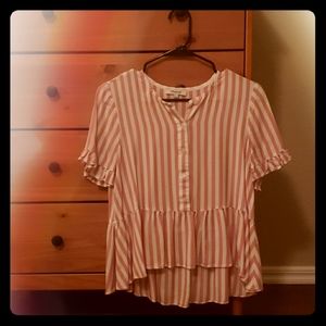 Madewell Striped Relaxed Peplum Top